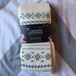 Sweater tights, cream and grey M/L